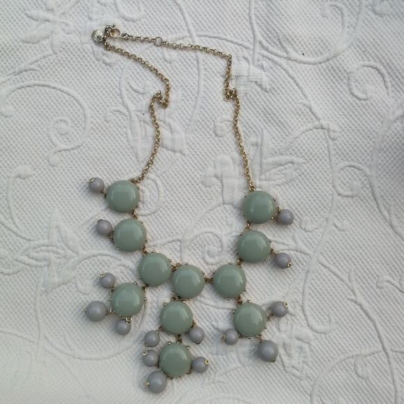 J. Crew Jewelry - J Crew Green and Grey Statement Long Necklace